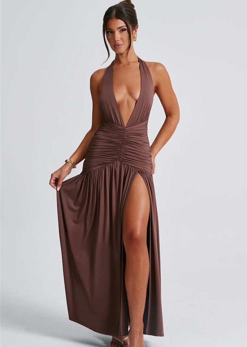 Lily vestido largo escote en V sin mangas