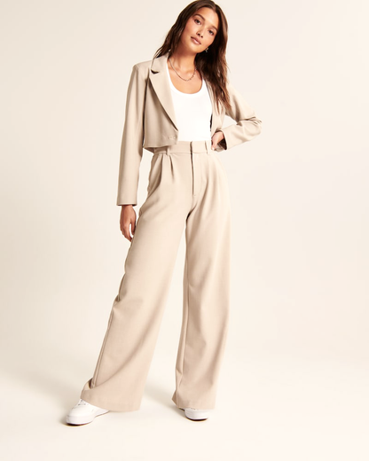 Pantalón Wide-leg Beige