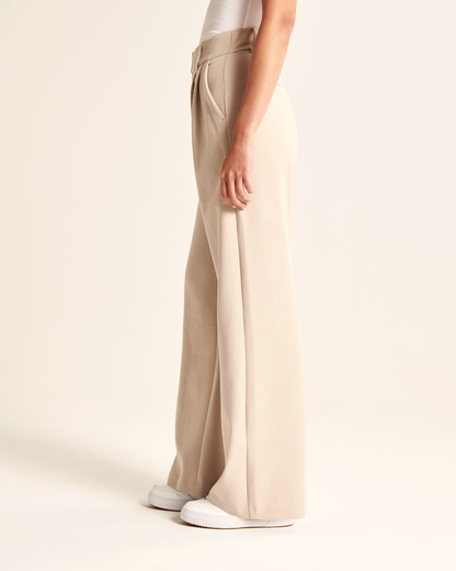 Pantalón Wide-leg Beige