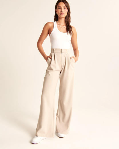 Pantalón Wide-leg Beige