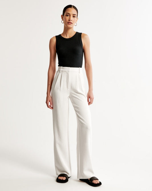 Pantalon Wide-leg Blanco