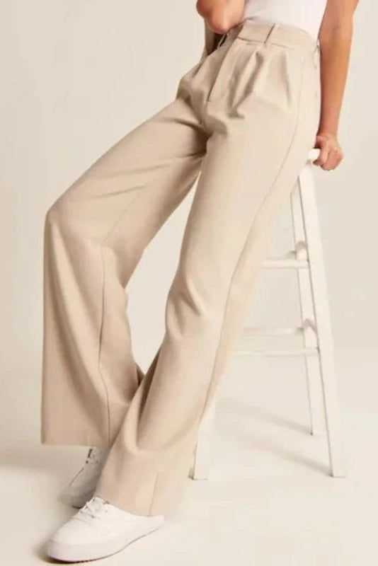 Pantalón Wide-leg Beige