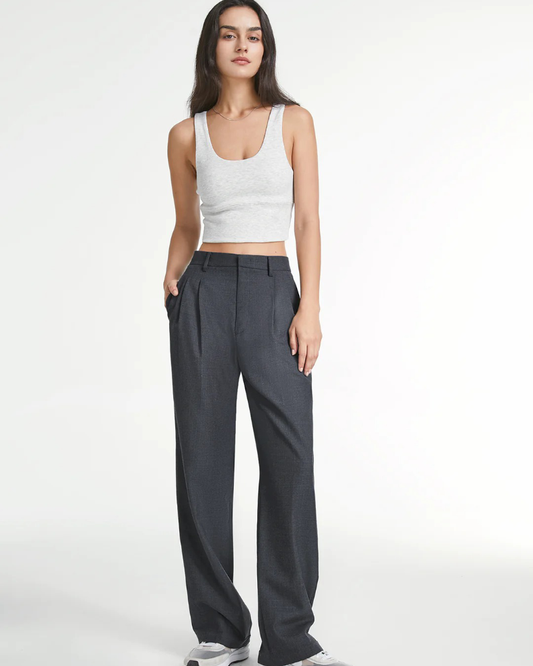 Pantalon Wide-leg Gris